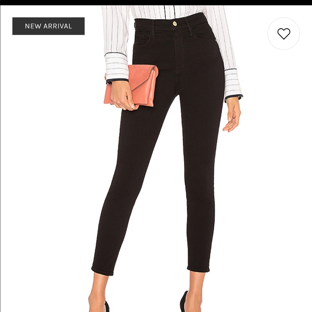 FRAME Denim Ali High Rise Skinny Cigarette in Noir